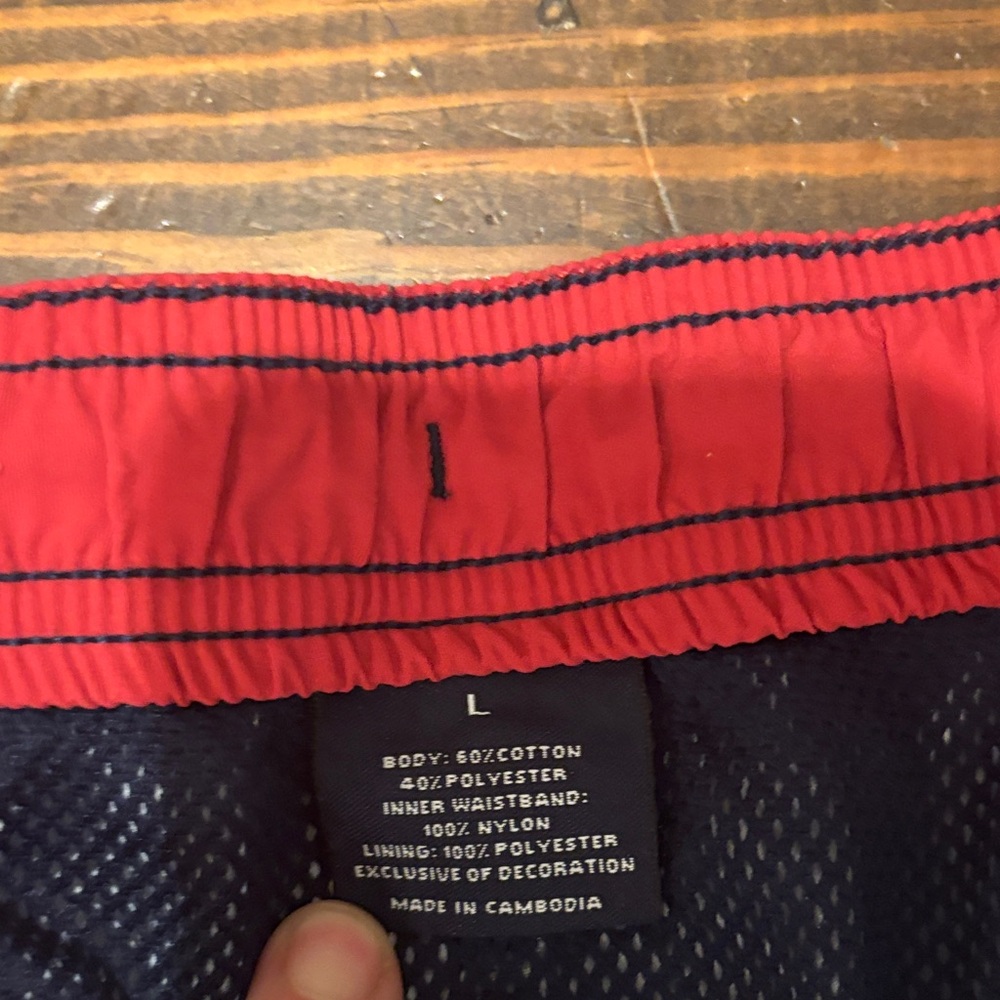 Red and Navy Men's Swim Trunks - Picture 2 of 9